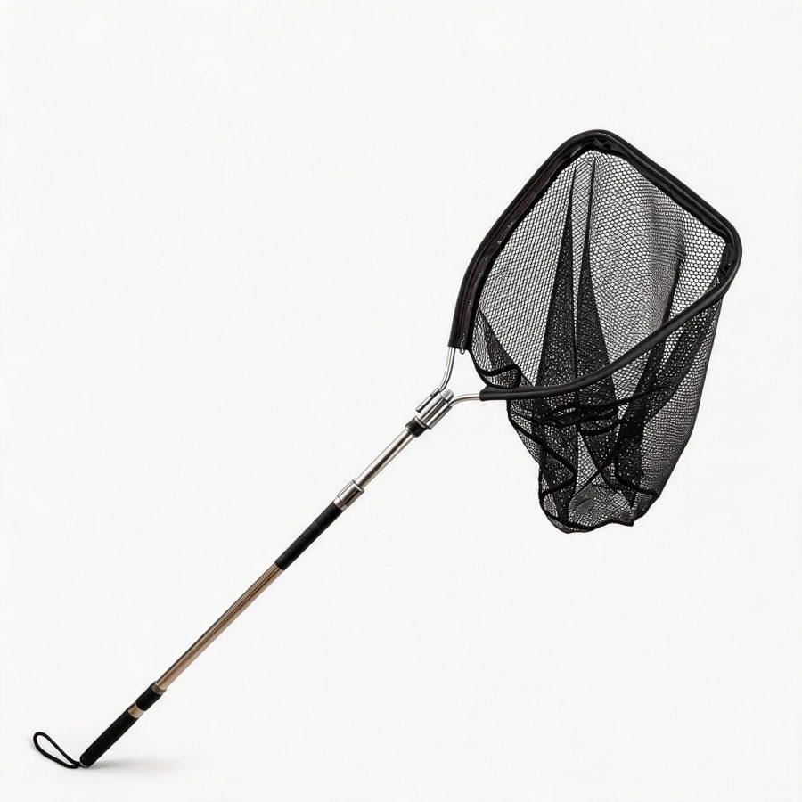 83 Inch Telescopic Stainless Steel Fishing Landing Net, 50×40cm Opening 60cm Deep Mesh, Aluminum Frame Supports 55 Lbs, Zipper Nano Rubber Net Double Lock Pole for Saltwater Lake Pier Boat Fishing